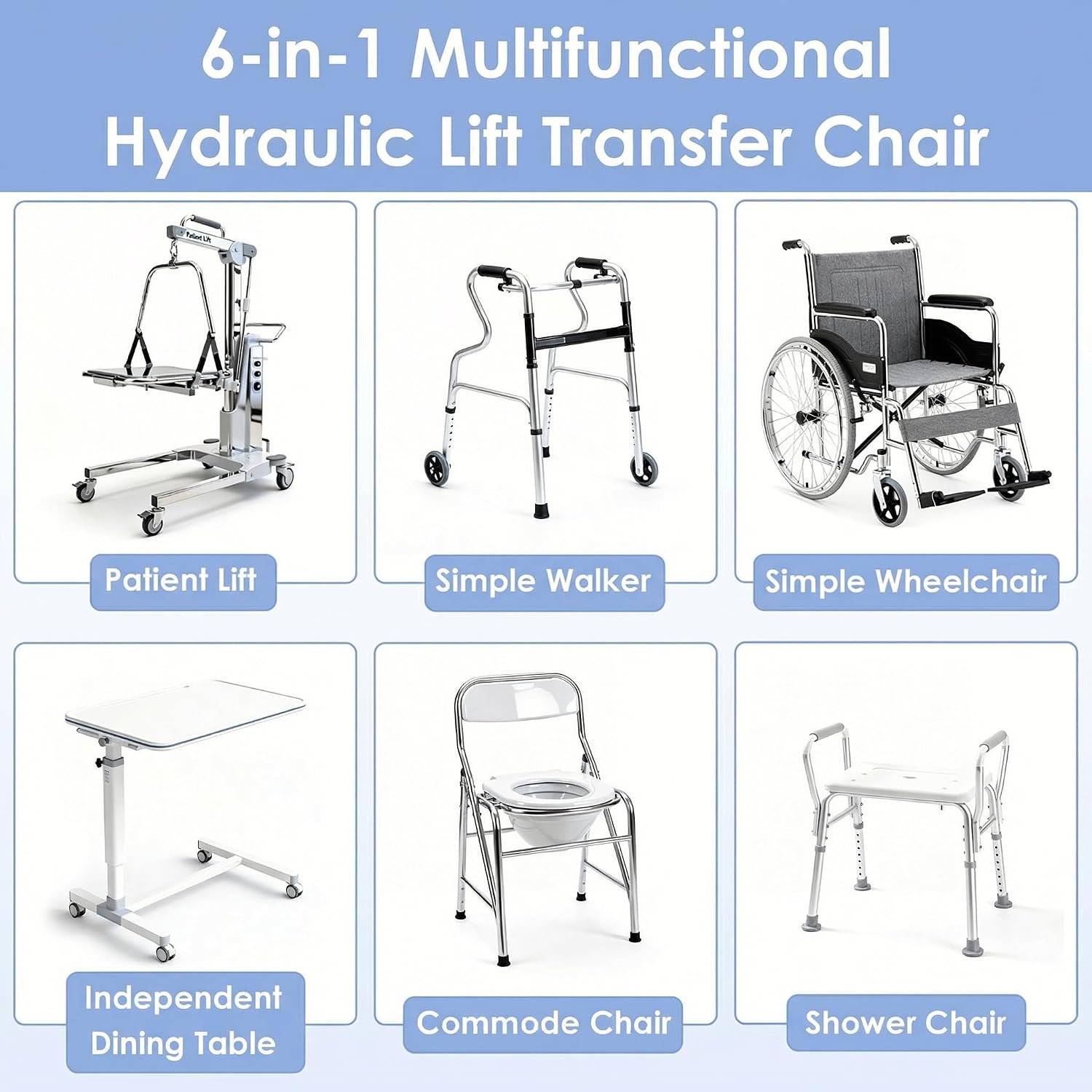 Patient Lift Transfer Chair for Home, Sit to Stand Lift for Elderly, Hydraulic Lift with 180° Open Design, Disabled,Portable Transfer Chair for Bed, Toilet, Shower,Car | Silla de Transferencia