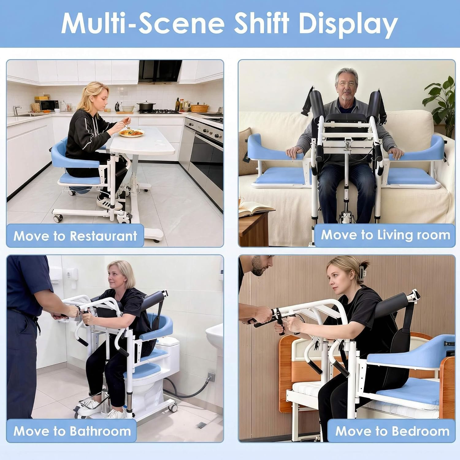 Patient Lift Transfer Chair for Home, Sit to Stand Lift for Elderly, Hydraulic Lift with 180° Open Design, Disabled,Portable Transfer Chair for Bed, Toilet, Shower,Car | Silla de Transferencia