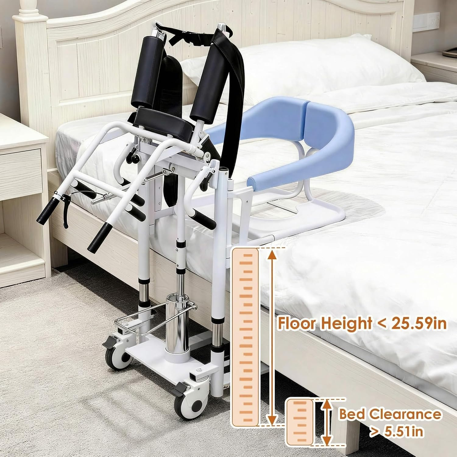 Patient Lift Transfer Chair for Home, Sit to Stand Lift for Elderly, Hydraulic Lift with 180° Open Design, Disabled,Portable Transfer Chair for Bed, Toilet, Shower,Car | Silla de Transferencia