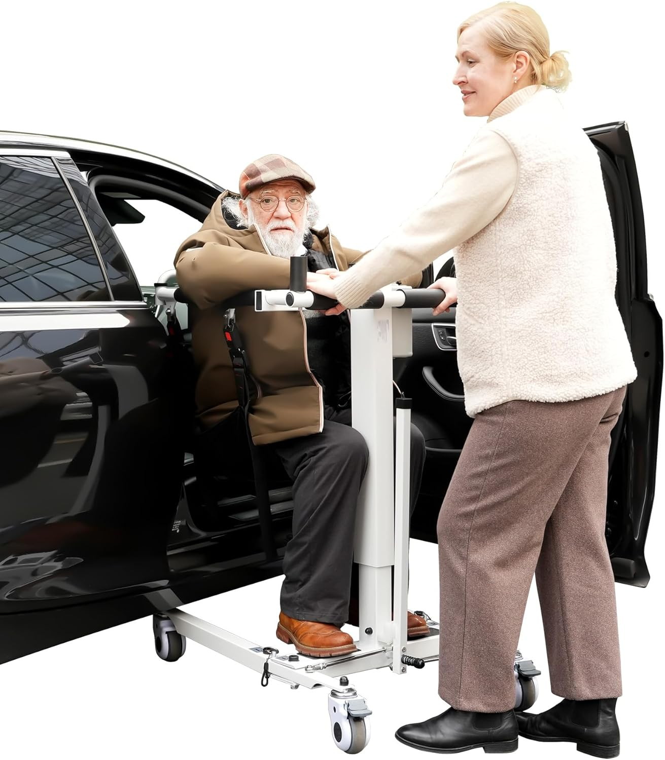 VOCIC Electric Transfer Lift for Car, Portable Folding Patient Lift Transfer Chair, Electric Assist Lift Aid for Seniors, Adults, AY06