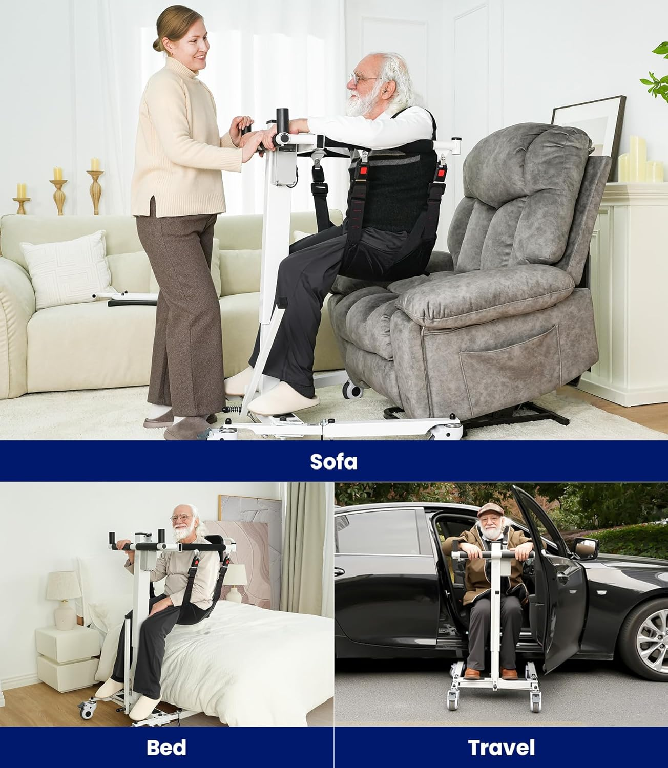 Electric Transfer Lift for Car, Portable Folding Patient Lift Transfer Chair, Electric Assist Lift Aid for Seniors, Adults, AY06