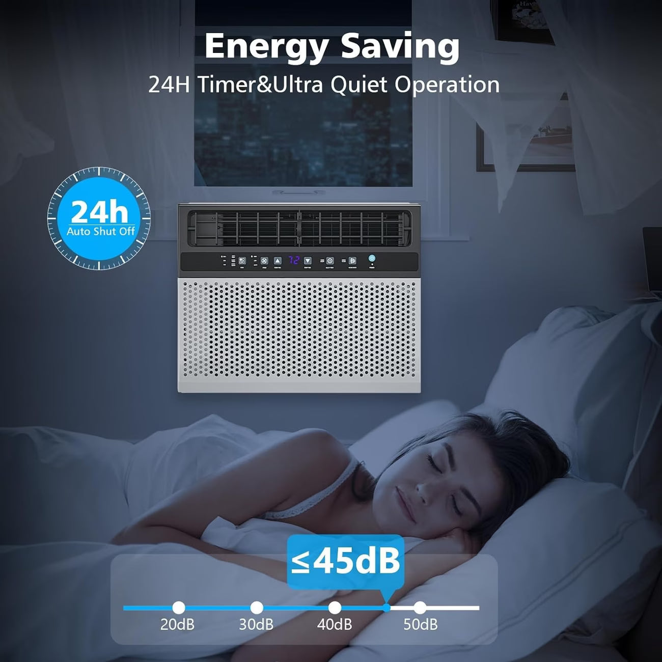 12000 BTU Window Air Conditioner, 3in 1 Ac Window Unit for Room Cools Up to 450 Sq.Ft, Dehumidifier & Fan with Energy Saving Mode, 3 Fan Speeds& Quiet Operation