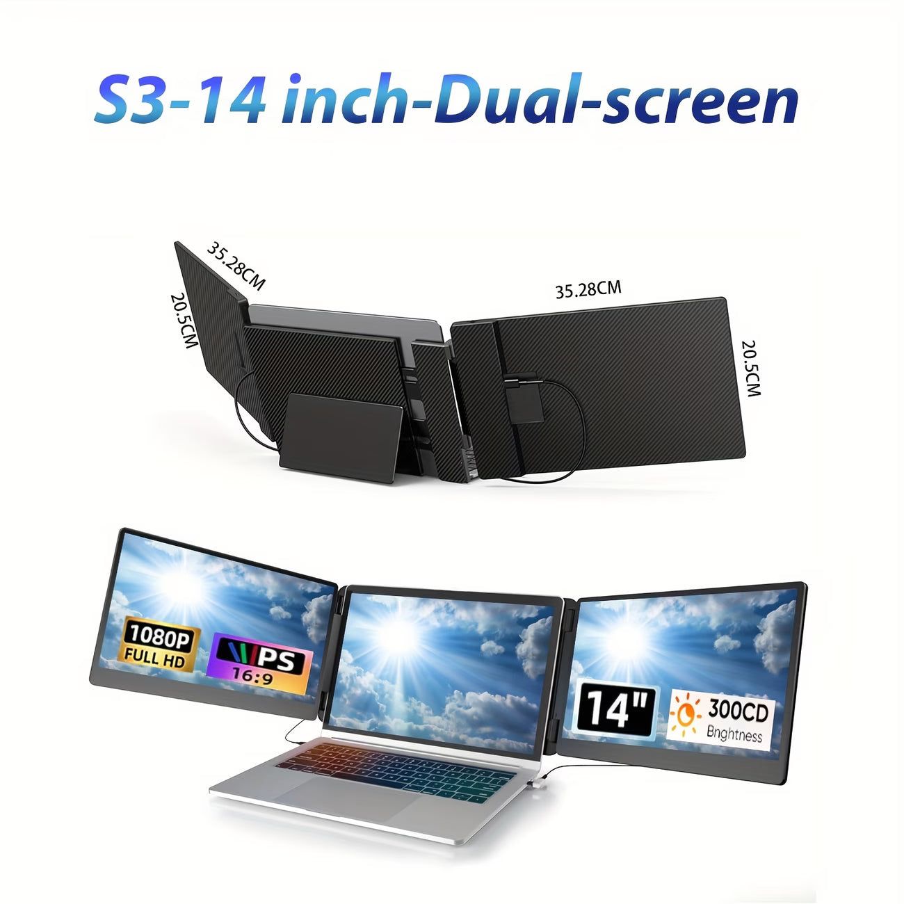 A 15.6-Inch IPS Portable Monitor with a 120% Srgb Color Gamut, This Plug-And-Play Dual-Screen Laptop Extension Is Compatible