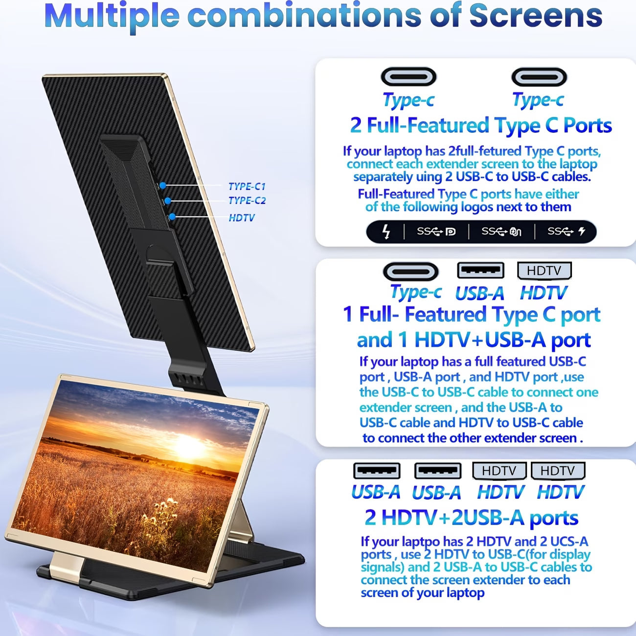 A 15.6-Inch IPS Portable Monitor with a 120% Srgb Color Gamut, This Plug-And-Play Dual-Screen Laptop Extension Is Compatible