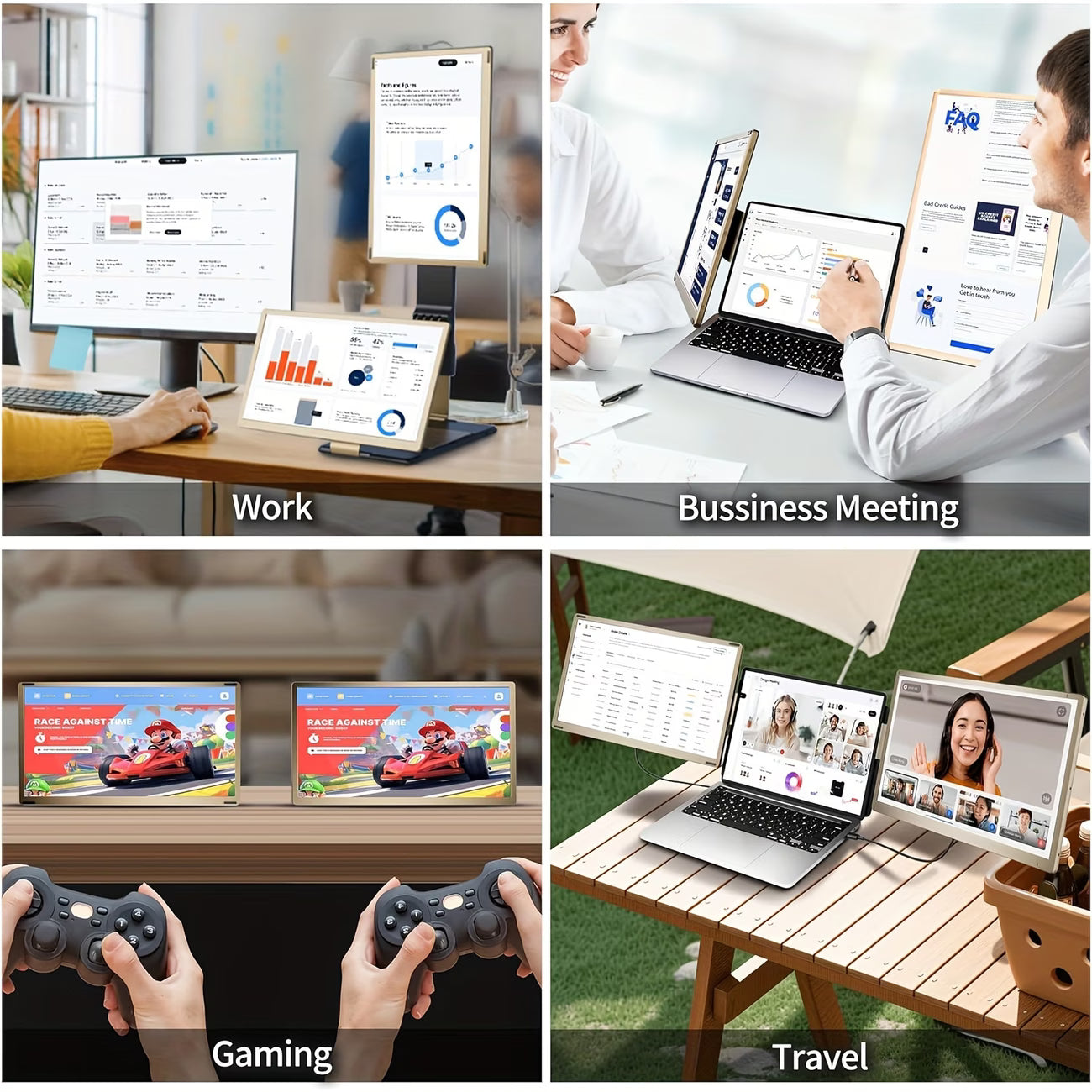 A 15.6-Inch IPS Portable Monitor with a 120% Srgb Color Gamut, This Plug-And-Play Dual-Screen Laptop Extension Is Compatible