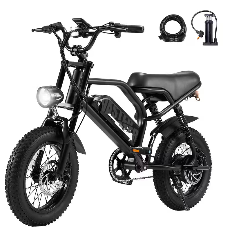 16" Tire Electric Bike for Teens & Adults, 500W 22MPH E-Bike with 45-Mile Range, 36V/12.8Ah Removable Battery, Dual Disc Brakes, Front Suspension & LCD Display, Black, Commuter Mountain Bike