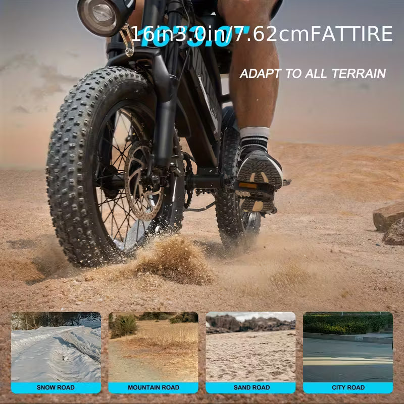 16" Tire Electric Bike for Teens & Adults, 500W 22MPH E-Bike with 45-Mile Range, 36V/12.8Ah Removable Battery, Dual Disc Brakes, Front Suspension & LCD Display, Black, Commuter Mountain Bike