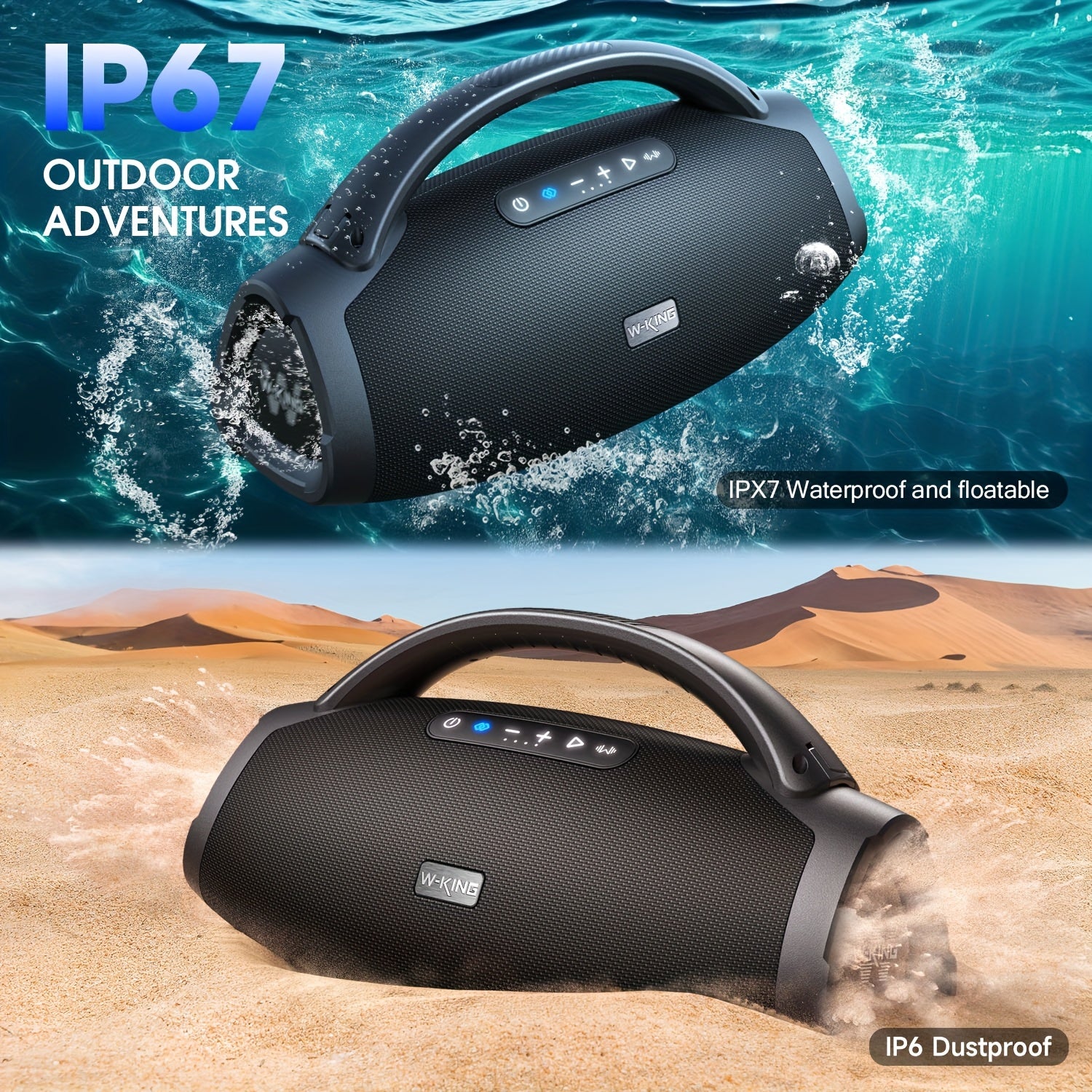 200W RMS 300W Peak Ultimate Portable Wireless Speaker, Large Outdoor Speaker with App Control, Consisting of a 3-Way System with 5 Drivers, for Party Speaker with Bass Enhancement, USB, TF Card, AUX, And Guitar Input