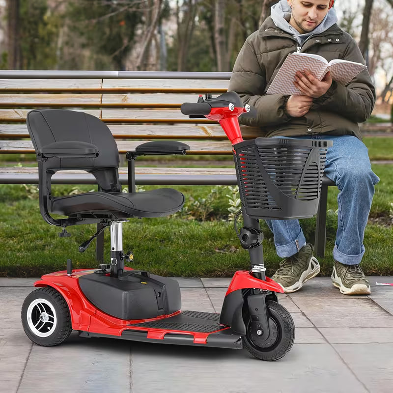 3-Wheel Folding Electric Mobility Scooter | 12-Mile Long Range, 110-130V Plug-in, 24V 1.5A, Aluminum Alloy Frame, Ergonomic Handlebars & Comfortable Seat for Seniors, Adults - Sleek Mobility Aid, Durable Construction