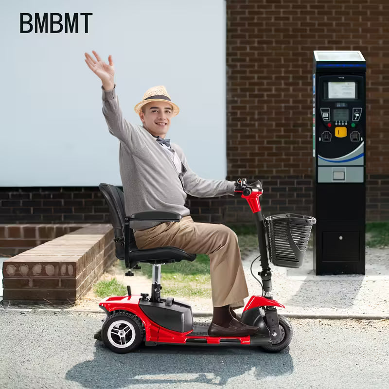 3-Wheel Folding Electric Mobility Scooter | 12-Mile Long Range, 110-130V Plug-in, 24V 1.5A, Aluminum Alloy Frame, Ergonomic Handlebars & Comfortable Seat for Seniors, Adults - Sleek Mobility Aid, Durable Construction