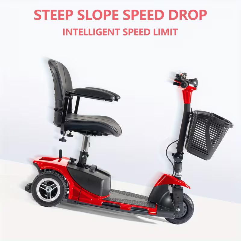 3-Wheel Folding Electric Mobility Scooter | 12-Mile Long Range, 110-130V Plug-in, 24V 1.5A, Aluminum Alloy Frame, Ergonomic Handlebars & Comfortable Seat for Seniors, Adults - Sleek Mobility Aid, Durable Construction