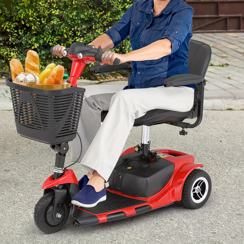 3-Wheel Folding Electric Mobility Scooter | 12-Mile Long Range, 110-130V Plug-in, 24V 1.5A, Aluminum Alloy Frame, Ergonomic Handlebars & Comfortable Seat for Seniors, Adults - Sleek Mobility Aid, Durable Construction