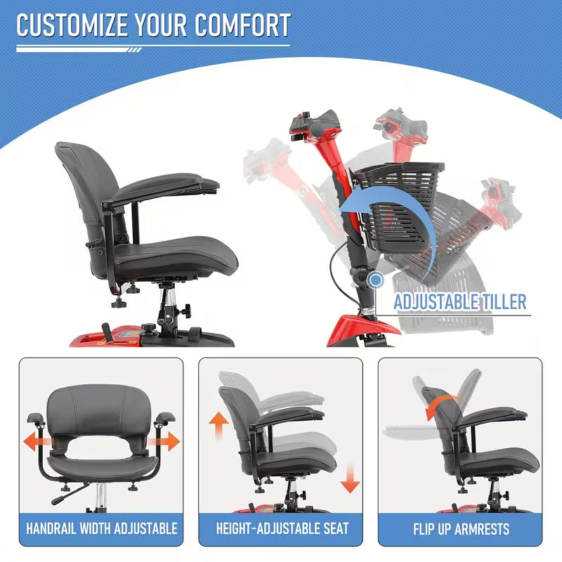 3-Wheel Folding Electric Mobility Scooter | 12-Mile Long Range, 110-130V Plug-in, 24V 1.5A, Aluminum Alloy Frame, Ergonomic Handlebars & Comfortable Seat for Seniors, Adults - Sleek Mobility Aid, Durable Construction