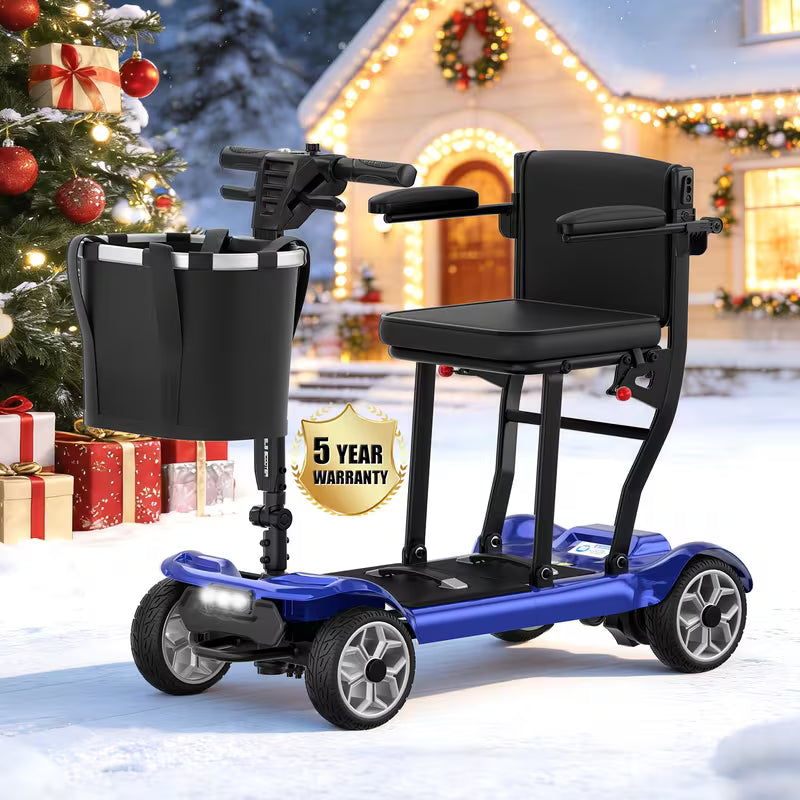 350W All-Terrain Electric Mobility Scooter with Lights - 2x10AH Lithium Battery, Electromagnetic Brake, 300Lbs