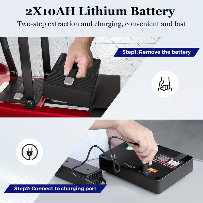 350W All-Terrain Electric Mobility Scooter with Lights - 2x10AH Lithium Battery, Electromagnetic Brake, 300Lbs