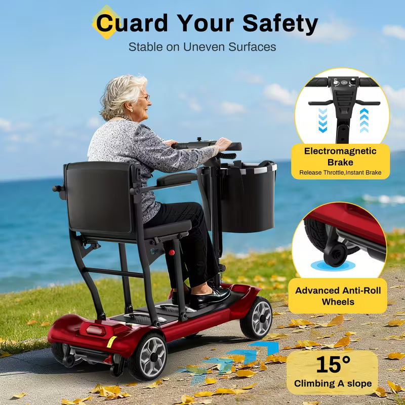 350W All-Terrain Electric Mobility Scooter with Lights - 2x10AH Lithium Battery, Electromagnetic Brake, 300Lbs