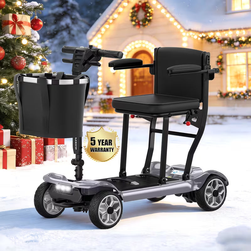 350W All-Terrain Electric Mobility Scooter with Lights - 2x10AH Lithium Battery, Electromagnetic Brake, 300Lbs