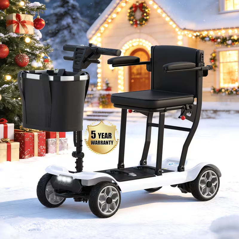 350W All-Terrain Electric Mobility Scooter with Lights - 2x10AH Lithium Battery, Electromagnetic Brake, 300Lbs