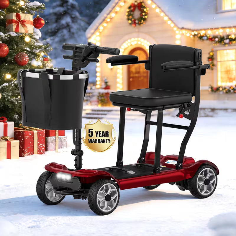 350W All-Terrain Electric Mobility Scooter with Lights - 2x10AH Lithium Battery, Electromagnetic Brake, 300Lbs