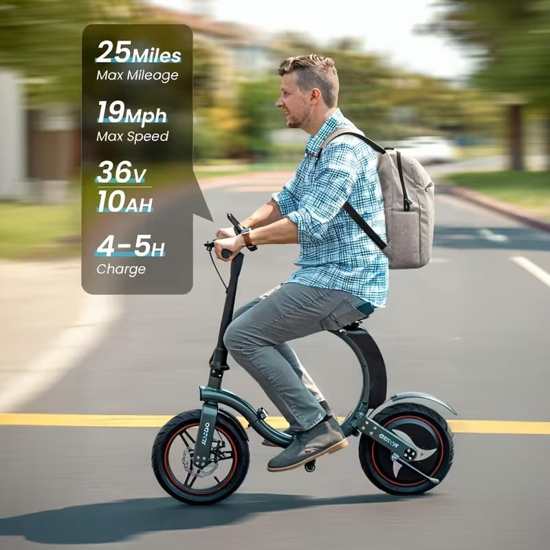 350W Motor 10.4AH Lithium Battery Aluminum Alloy Foldable With Seat Type C Design 14-inch Electric Scooter LED Light 20km/h Rear Drive Front Disc Brake Commuter Home Suitable For Many Occasions Holiday Gifts