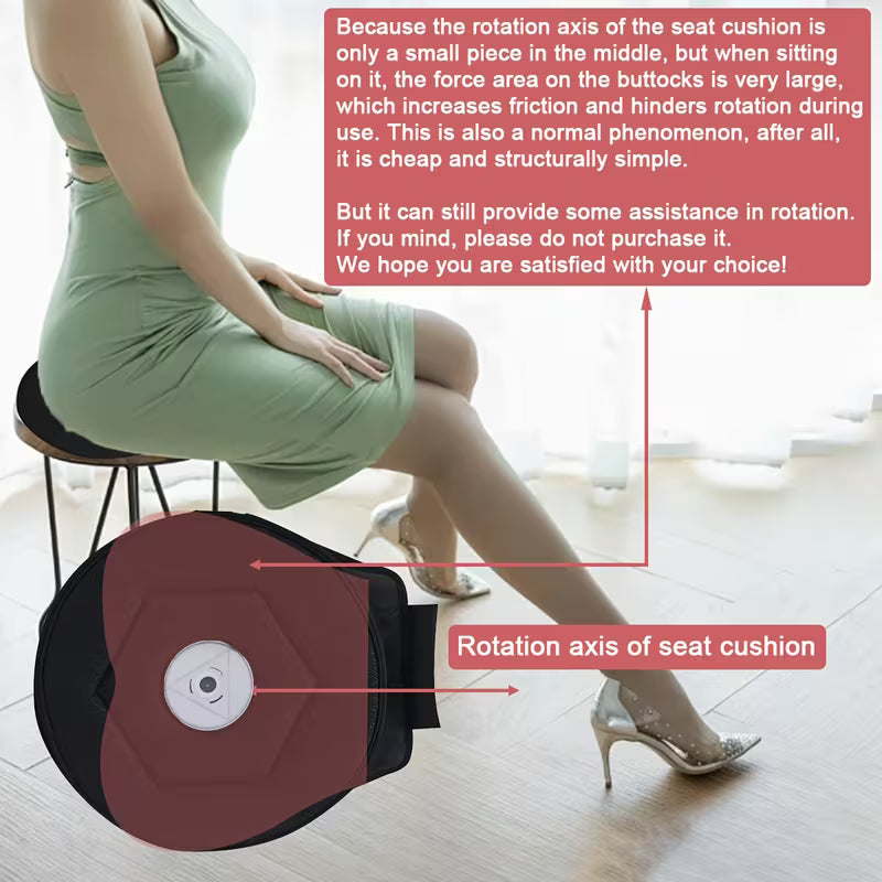360° Rotating Car Seat Cushion - Sponge Filling, Anti-Slip Base, 360° Rotating Mechanism, Lightweight & Portable Design for Elderly, Pregnant Women