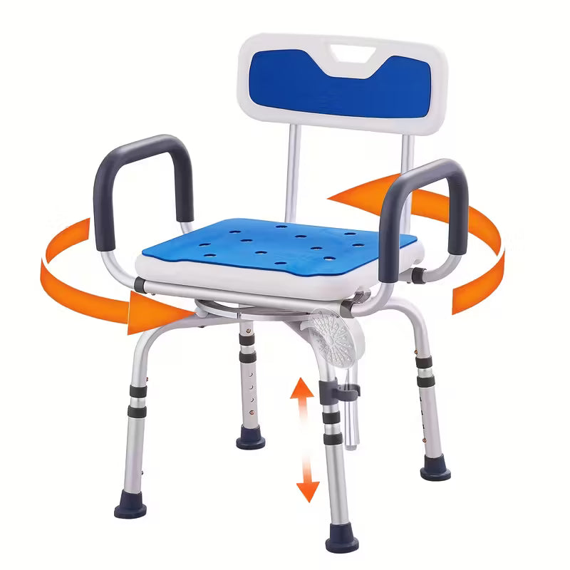 360° Swivel Shower Chair - Adjustable, Sturdy Aluminum & Plastic, 400lbs