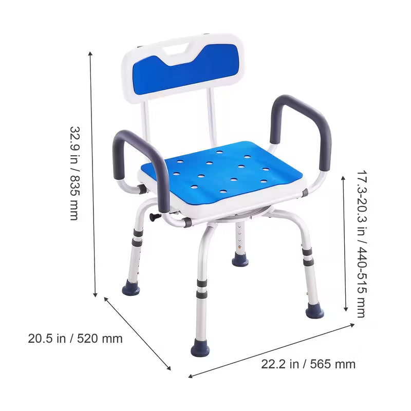 360° Swivel Shower Chair - Adjustable, Sturdy Aluminum & Plastic, 400lbs