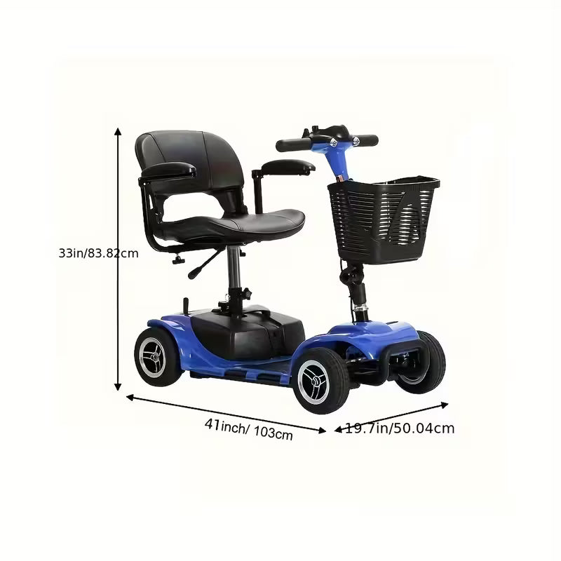 4-Wheel Electric Mobility Scooter with 180W Powerful Motor, 15-Mile Range, Collapsible & Compact Design,