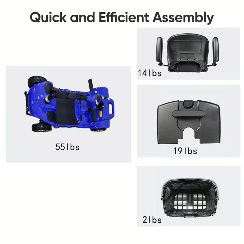 4-Wheel Electric Mobility Scooter with 180W Powerful Motor, 15-Mile Range, Collapsible & Compact Design,
