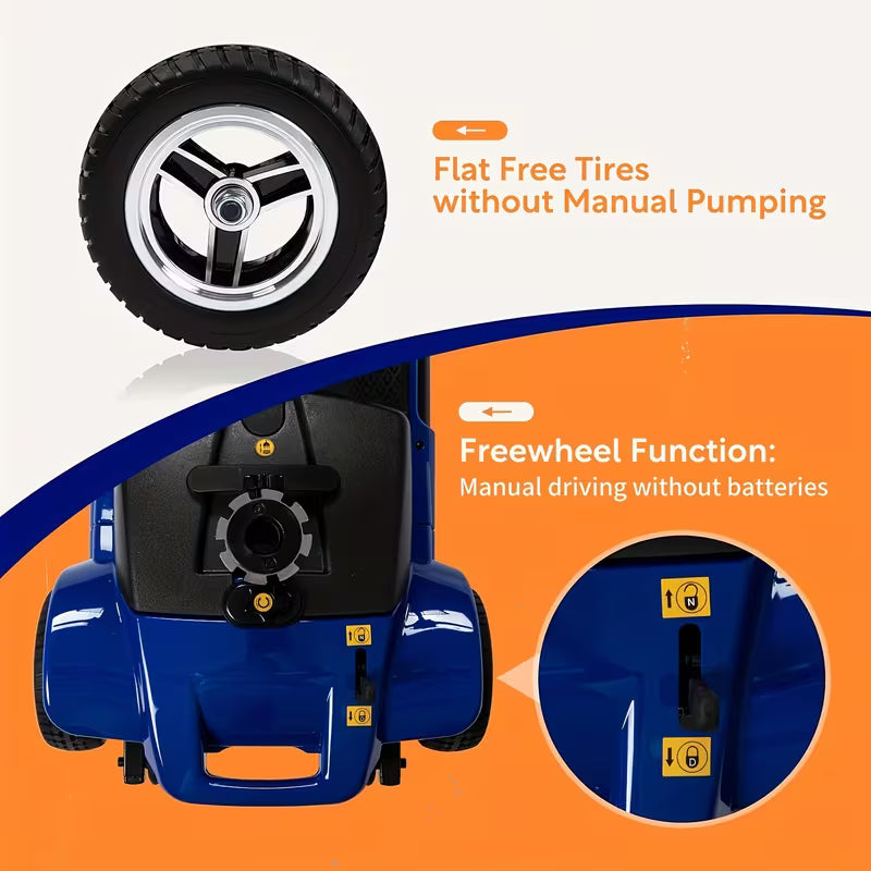 4-Wheel Electric Mobility Scooter with 180W Powerful Motor, 15-Mile Range, Collapsible & Compact Design,