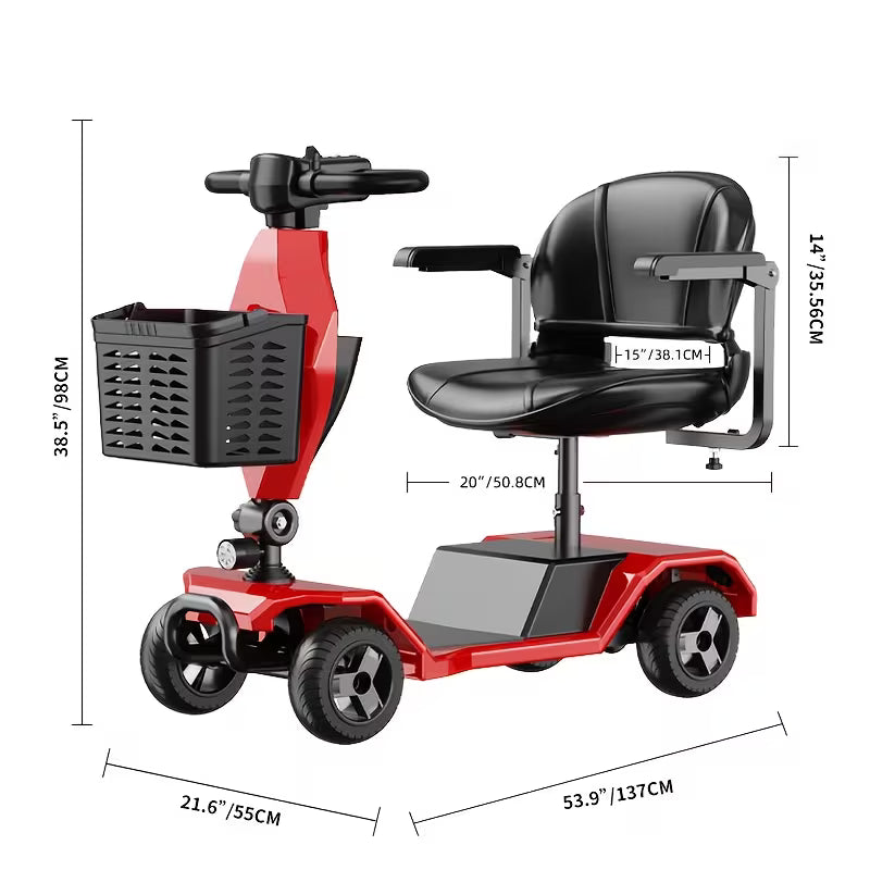 4-Wheel Electric Scooter with 380W Motor, 24V 12Ah Battery