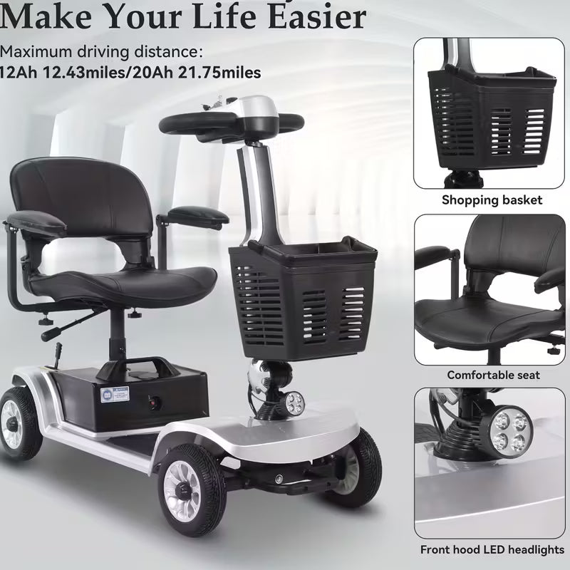 4-Wheel Heavy-Duty Foldable Electric Mobility Scooter for Seniors