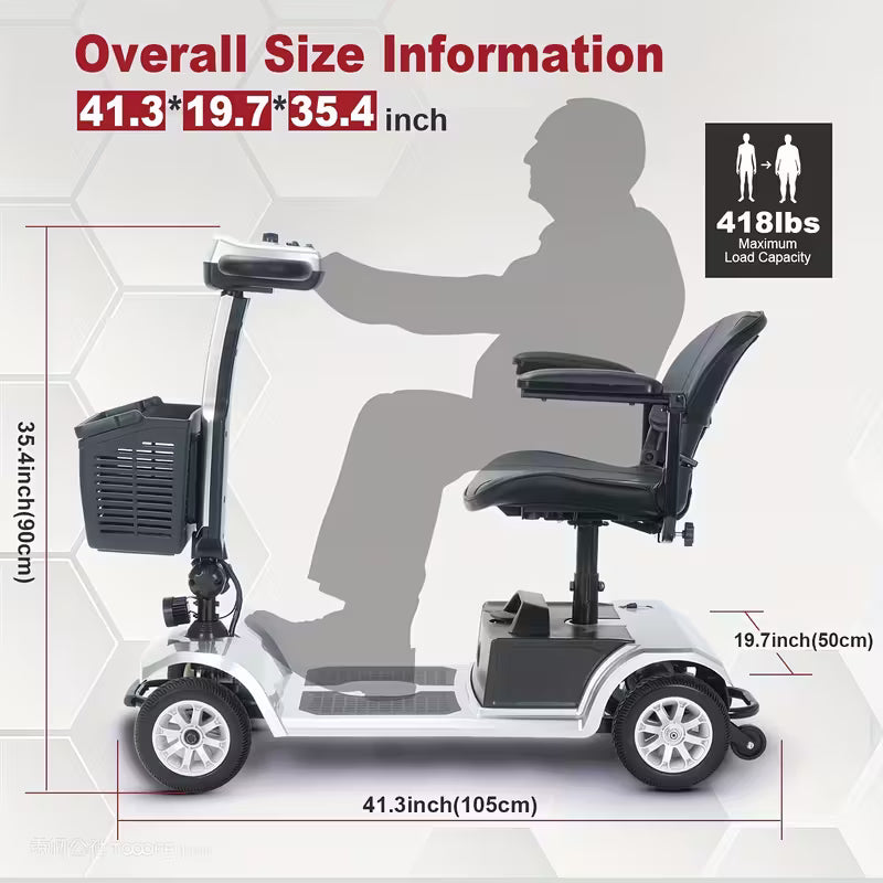 4-Wheel Heavy-Duty Foldable Electric Mobility Scooter for Seniors