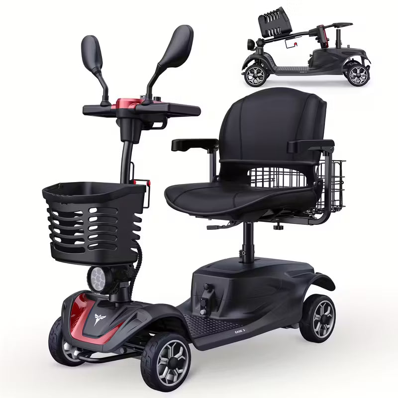 4-Wheel Mobility Scooter, Foldable & Adjustable Design, 250W Motor, 5.6MPH Speed, 24V 12AH Battery