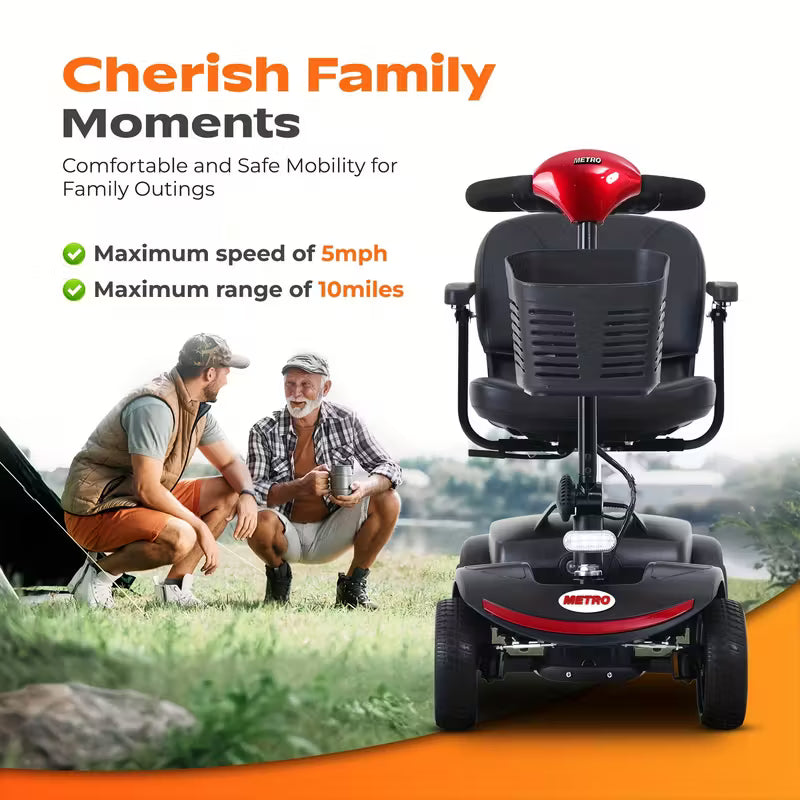 4 Wheel Electric Mobility Scooters For Adults | 300 Lbs Weight Capacity, 15KM Long Range, 360° Swivel Seat