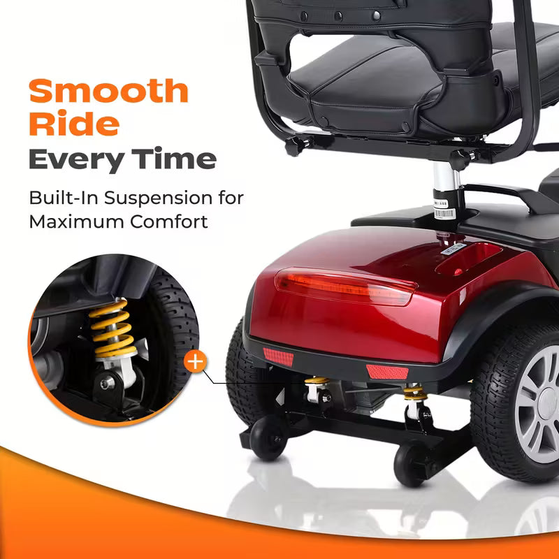 4 Wheel Electric Mobility Scooters For Adults | 300 Lbs Weight Capacity, 15KM Long Range, 360° Swivel Seat