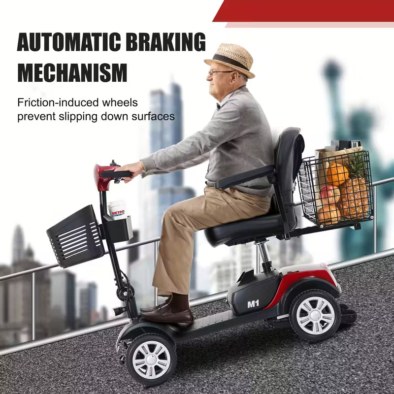 4 Wheel Electric Mobility Scooters For Adults | 300 Lbs Weight Capacity, 15KM Long Range, 360° Swivel Seat