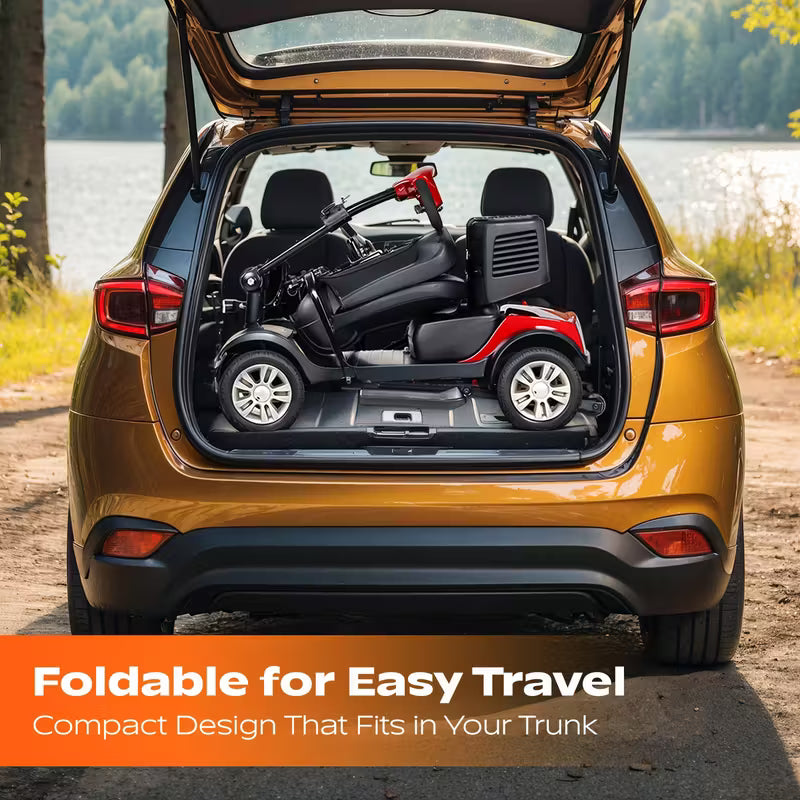 4 Wheel Electric Mobility Scooters For Adults | 300 Lbs Weight Capacity, 15KM Long Range, 360° Swivel Seat