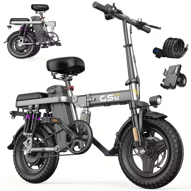 500W Electric Bike For Adults, 20MPH Full Shock Absorption Comfortable Riding, 48V8AH/10AH15AH/17.5AH, 10-35Miles Folding Ebike