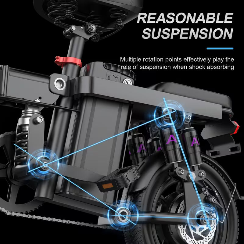 500W Electric Bike For Adults, 20MPH Full Shock Absorption Comfortable Riding, 48V8AH/10AH15AH/17.5AH, 10-35Miles Folding Ebike