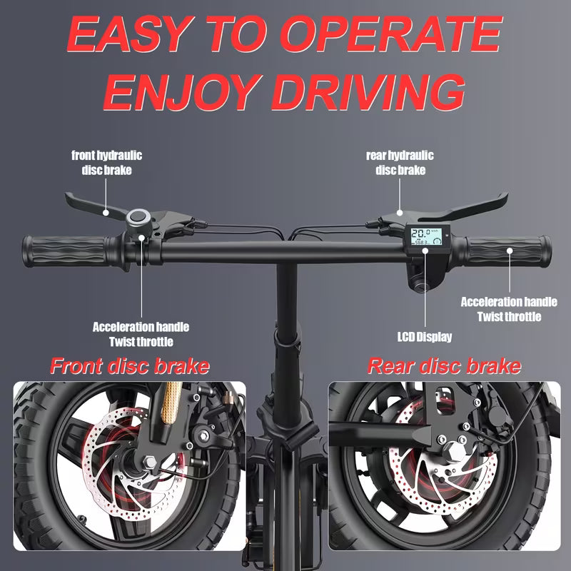 500W Electric Bike For Adults, 20MPH Full Shock Absorption Comfortable Riding, 48V8AH/10AH15AH/17.5AH, 10-35Miles Folding Ebike