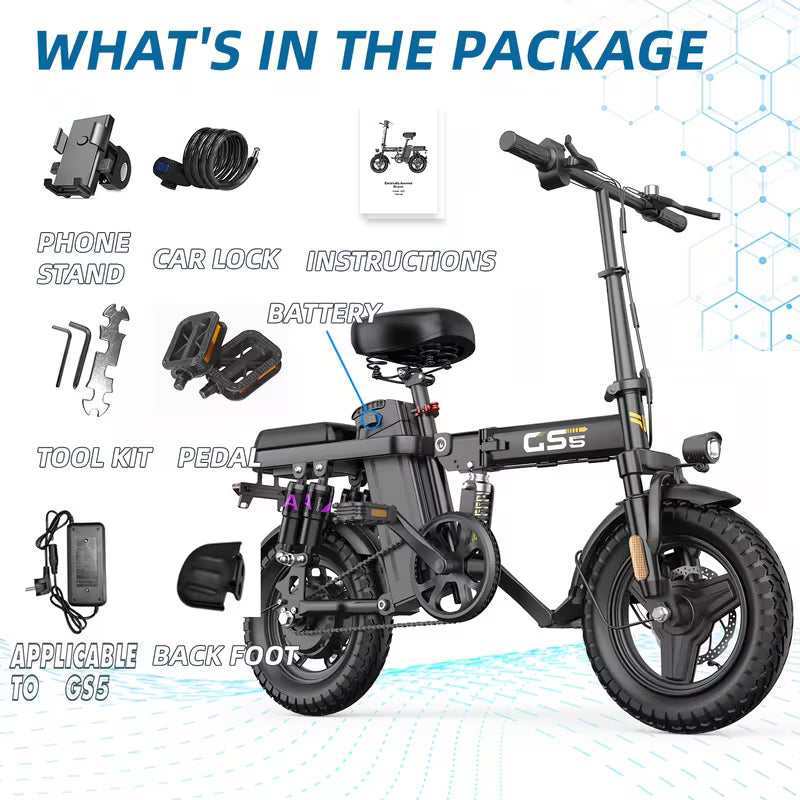 500W Electric Bike For Adults, 20MPH Full Shock Absorption Comfortable Riding, 48V8AH/10AH15AH/17.5AH, 10-35Miles Folding Ebike