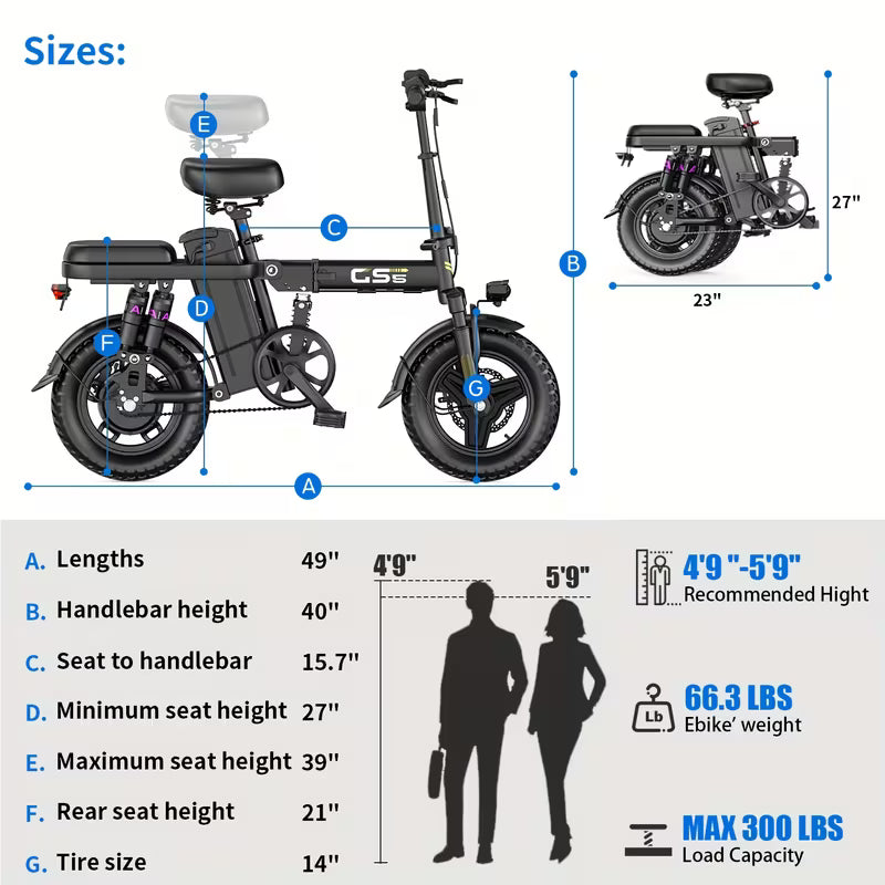 500W Electric Bike For Adults, 20MPH Full Shock Absorption Comfortable Riding, 48V8AH/10AH15AH/17.5AH, 10-35Miles Folding Ebike