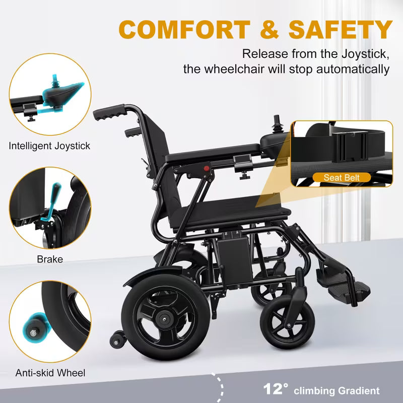 500W Foldable Electric Wheelchair – Thick One-Piece Back Cushion
