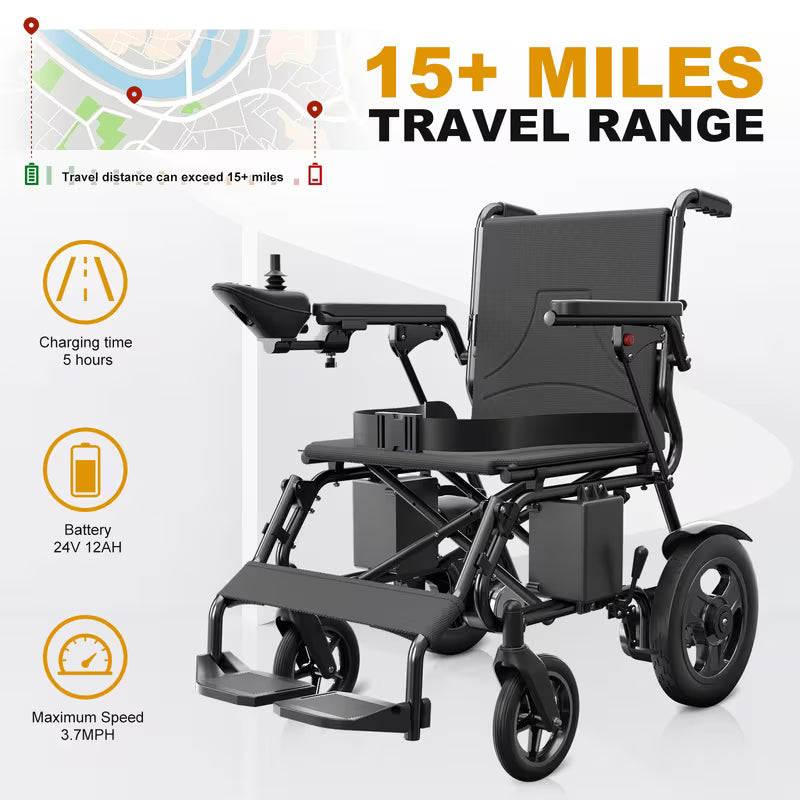500W Foldable Electric Wheelchair – Thick One-Piece Back Cushion