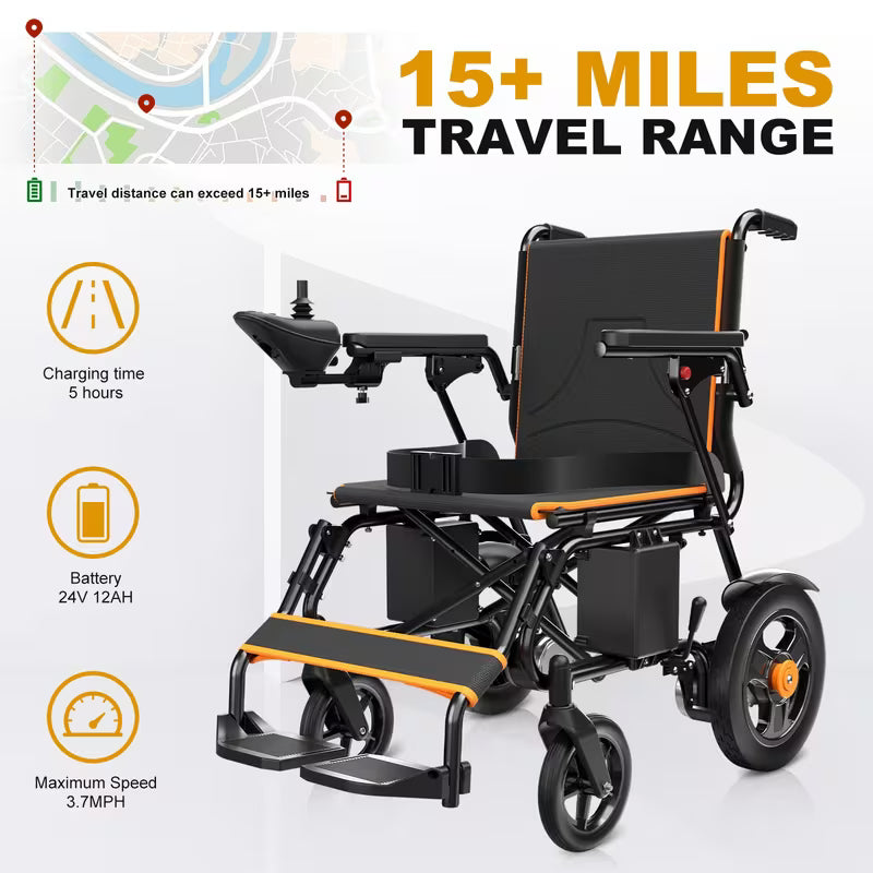 500W Foldable Electric Wheelchair – Thick One-Piece Back Cushion