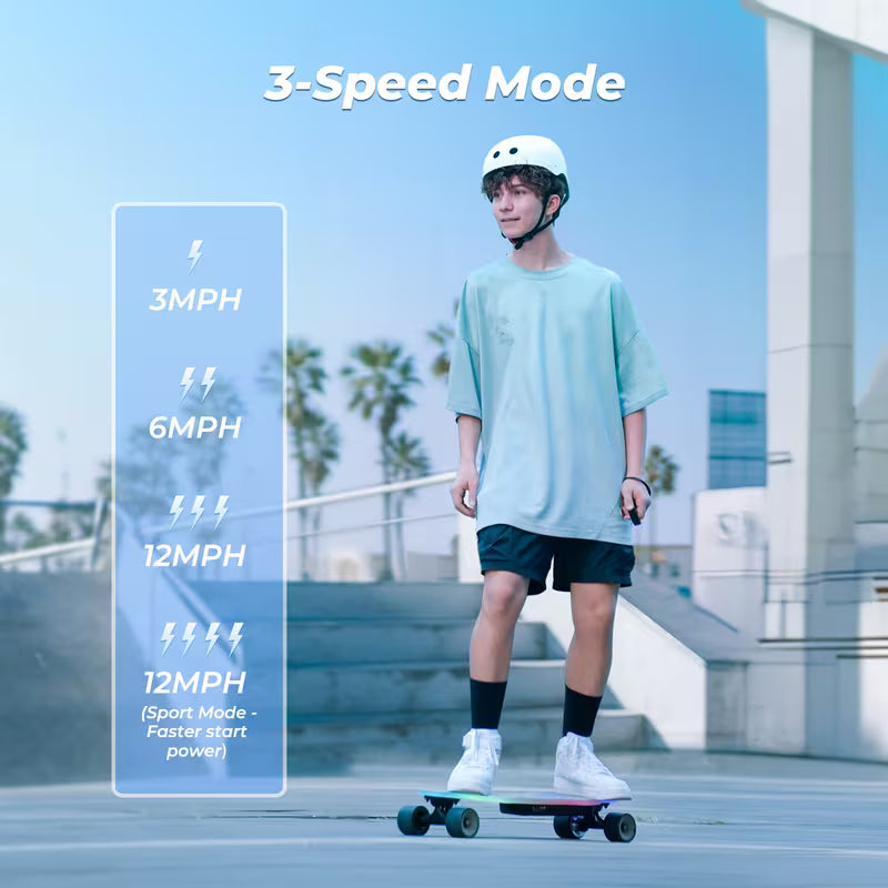 500W Powerful Electric Skateboard with Remote, Up to 12 Mph Max & 15 Miles Long Range, Electric Longboard for Adults ＆Teens Birthday Christmas Gifts