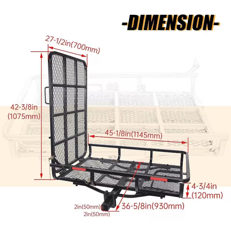 500 lbs Hitch Mount Wheelchair Carrier with Ramp Mobility Scooter
