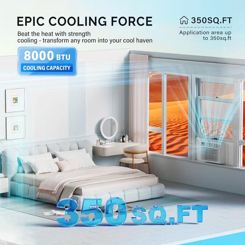 6000/ 8000/ 10000/ 12000/ 14000 BTU Window Air Conditioner with WiFi, Remote & App Control, Timer Function & Easy Install Kit, 115V/ 60Hz