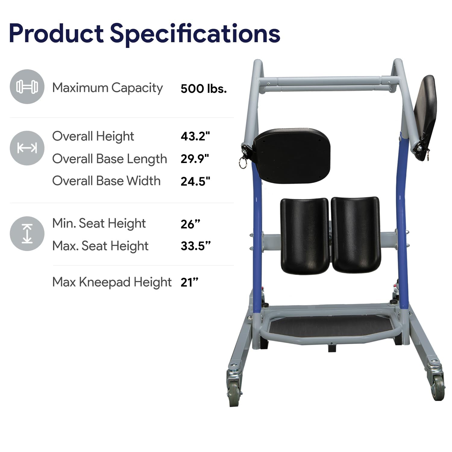 Stand Assist Lift - Sit to Stand Standing Transfer Lift - Fall Prevention Patient Transfer Lifter for Home and Facilities - 500 Pound Weight Capacity